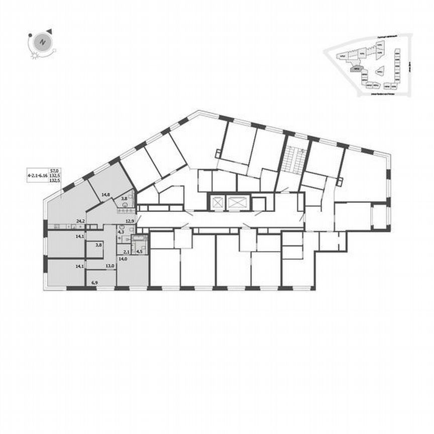4-к. квартира, 132,5 м², 6/9 эт.