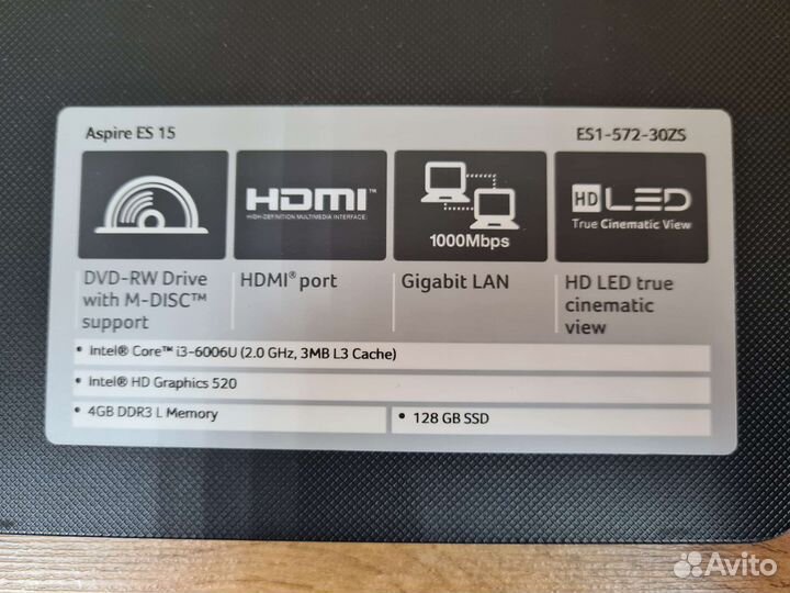 Ноутбук acer aspire es 1-572-30zs