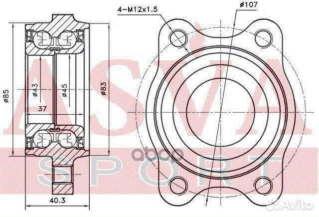 Ступица колеса (комплект) ABS перед/зад прав