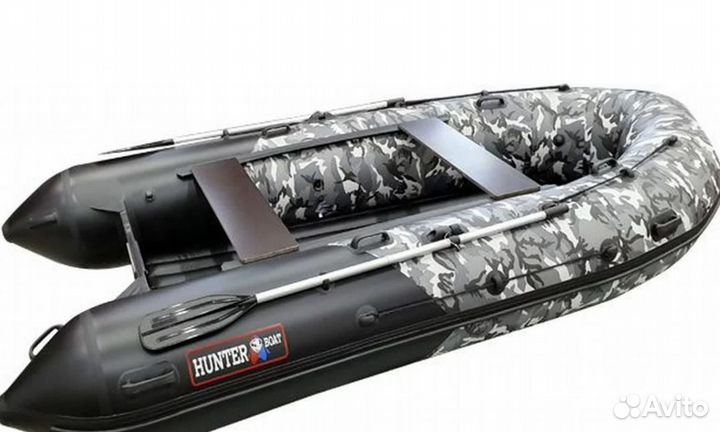 Лодка пвх Хантер 350 про серый кмф