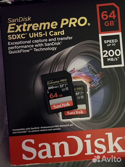 Карта памяти sdhc SanDisk 64 Гб