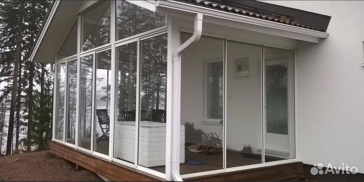 Остекление алюминиевое дома коттеджа