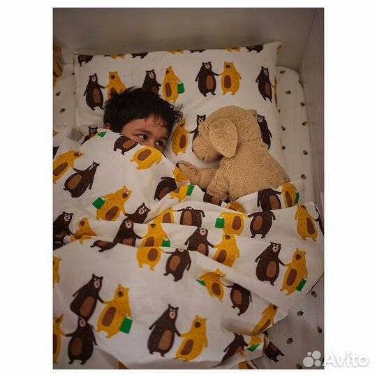 Постельное IKEA brummig мишки 150 200 хлопок