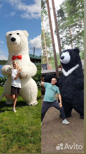 Белый и Черный большой медведь 3м. мишка аниматор