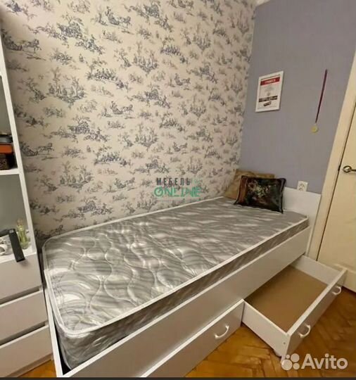 Кровать односпальная с ящиками, новая