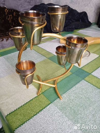 Набор рюмки мельхиор с позолотой