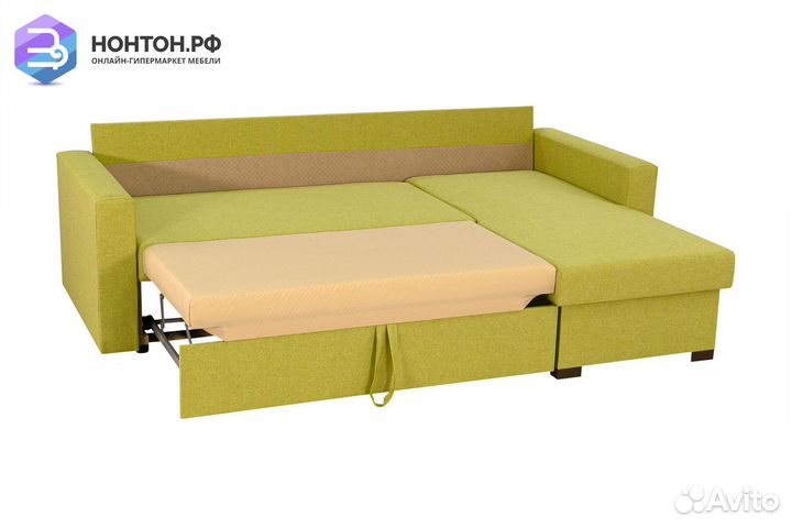 Диван угловой дельфин Джессика оливковый