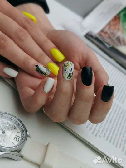 Маникюр с покрытием-укрепление, дизайн, френч