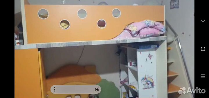 Детская кровать чердак со шкафом бу