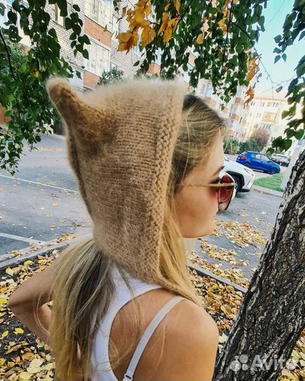 Шапка женская вязаная из пуха норки