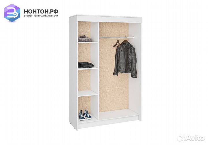 Шкаф-купе Бассо белое дерево