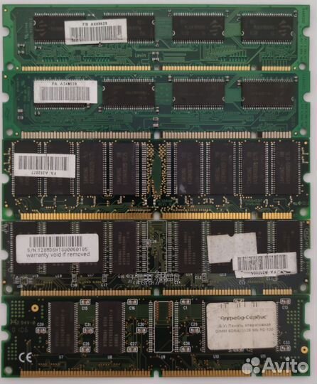 Двухсторонние ретро планки dimm sdram PC133 128mb