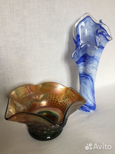 Ваза,салатник из цветного стекла, СССР, Винтаж