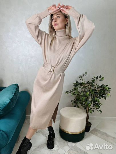 Платье трикотажное женское теплое