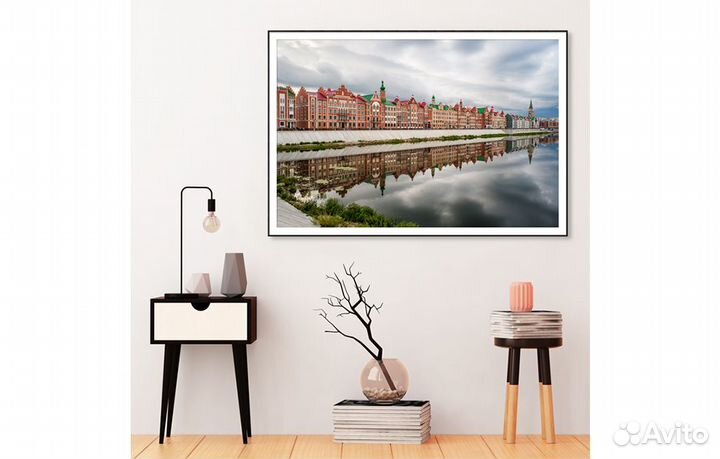 Постер «Красивое отражение в реке домов на набереж