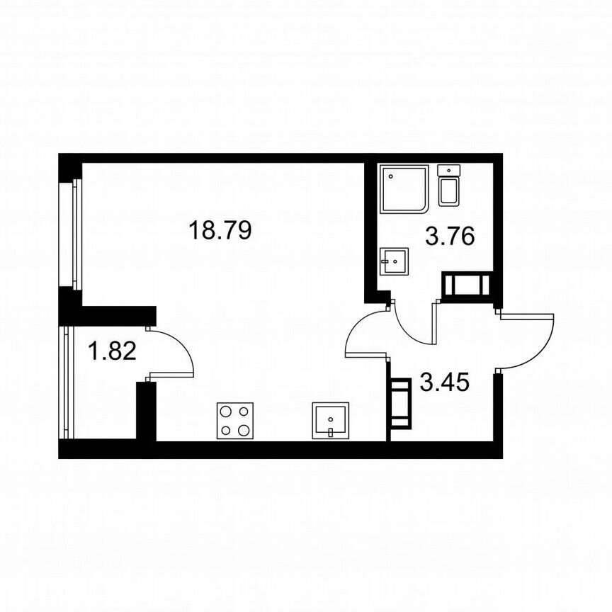 Квартира-студия, 26,9 м², 9/9 эт.