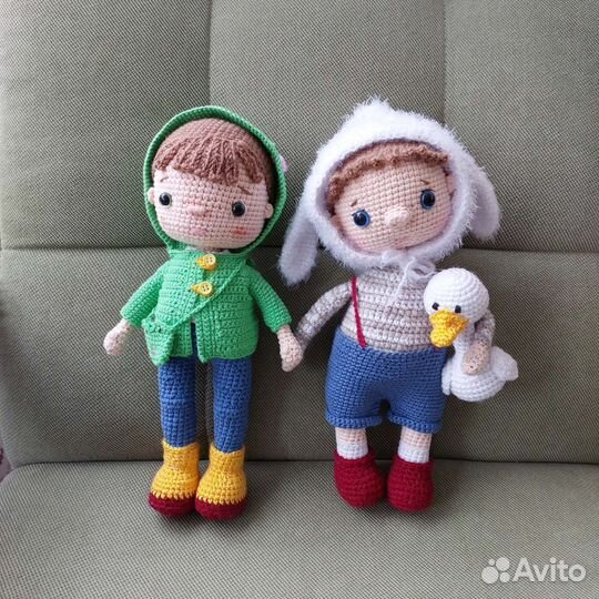 Малыш, мальчик-зайчик и лягушонок ручной работы