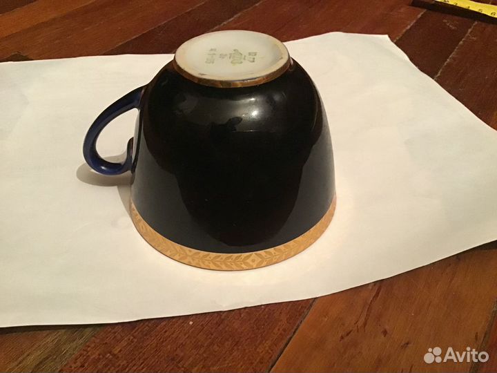 Чашка фарфор лфз, кобальт, позолота