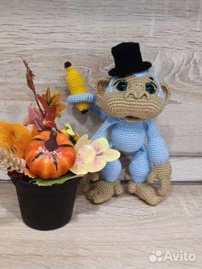 Обезьяна, ручная работа. Вязаная игрушка