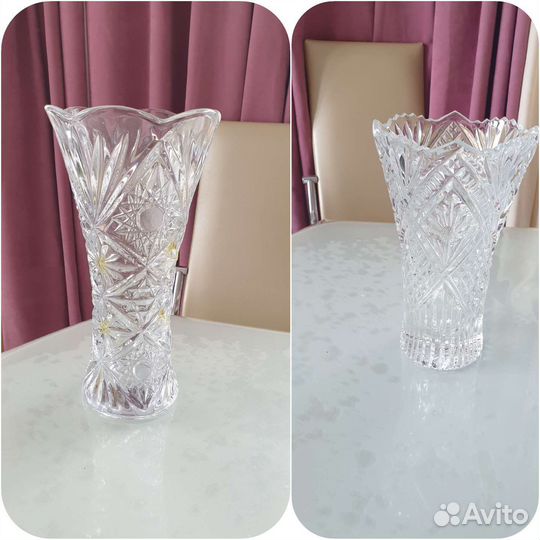 Большая хрустальная ваза для цветов