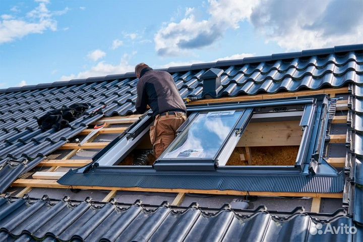 Установка мансардных окон в фальцевую кровлю