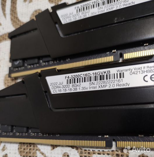 Оперативная память G. skill ripjaws V DDR4 8GBх2