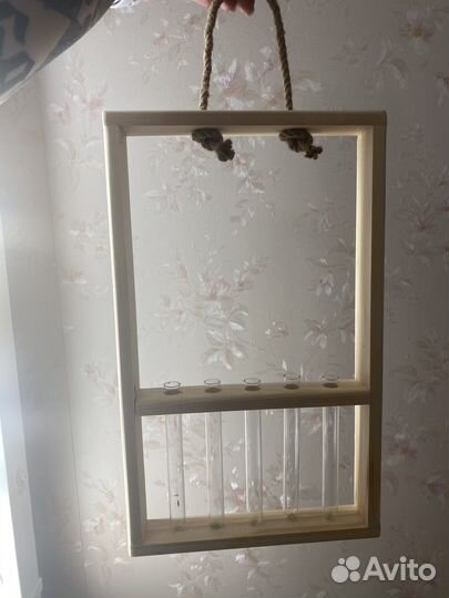 Кашпо, ваза деревянная с колбами, рамка