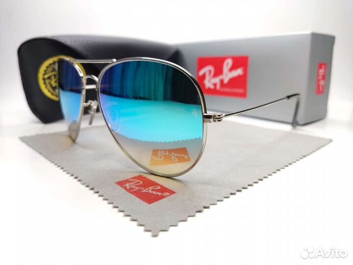 Очки Ray Ban Aviator Бирюзовый Silver Стекло