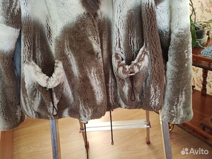 Норковый полушубок с капюшоном лиса размер 46 48