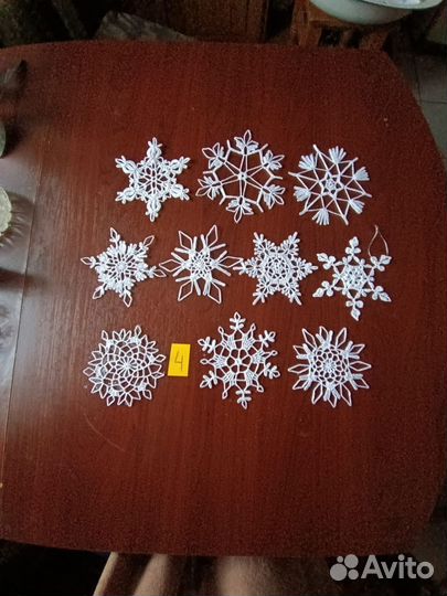 Вязаные снежинки 10 шт набор