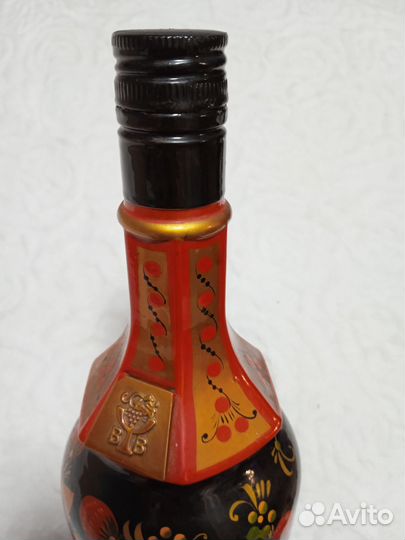 Бутылка стеклянная под хохлому