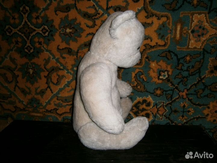 Игрушка СССР большой Белый медведь солома опилки