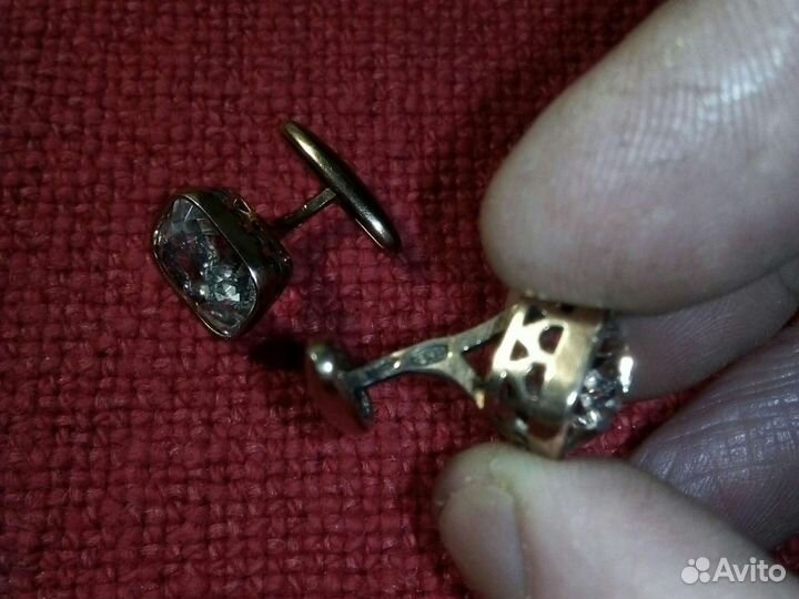 Запонки «горный хрусталь» Серебро,времена СССР