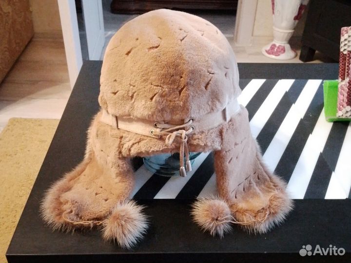 Шапка ушанка норковая женская