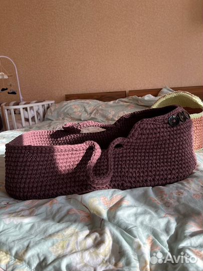 Люлька переноска вязаная детская