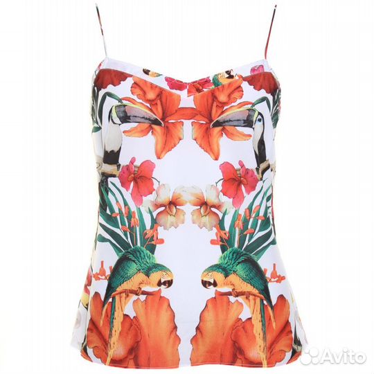Ted Baker бело-оранжевый топ Попугаи и туканы q