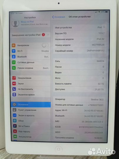 iPad air wifi+ cellular 32gb