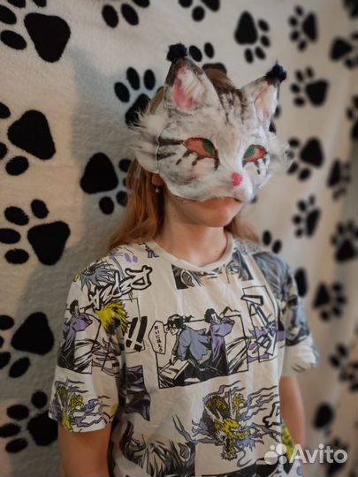 Маска для квадробики кошка белая с хвостом