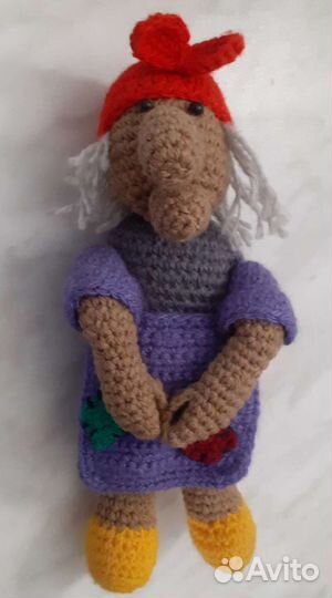 Вязаная игрушка-оберег баба Яга 28 см