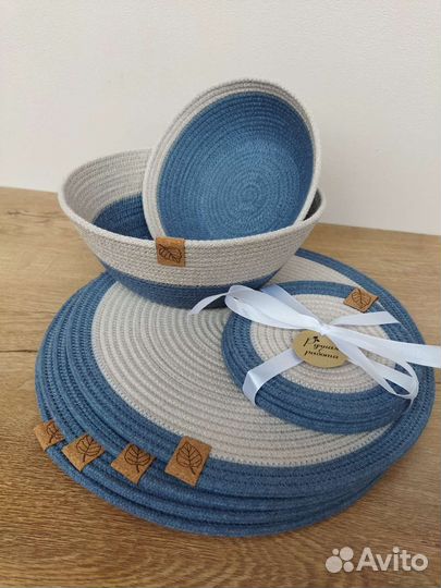 Корзины и салфетки из хлопкового шнура