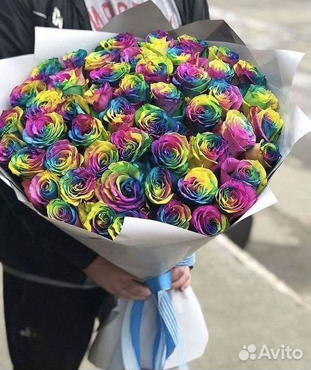 Доставка букетов и цветов. Радужные розы