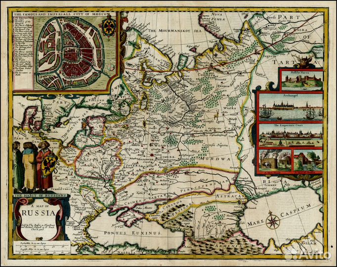 Старинная Карта России Ф.Годунова 1525г репродукци