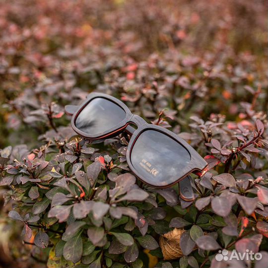 Деревянные солнцезащитные очки вайфареры чёрные