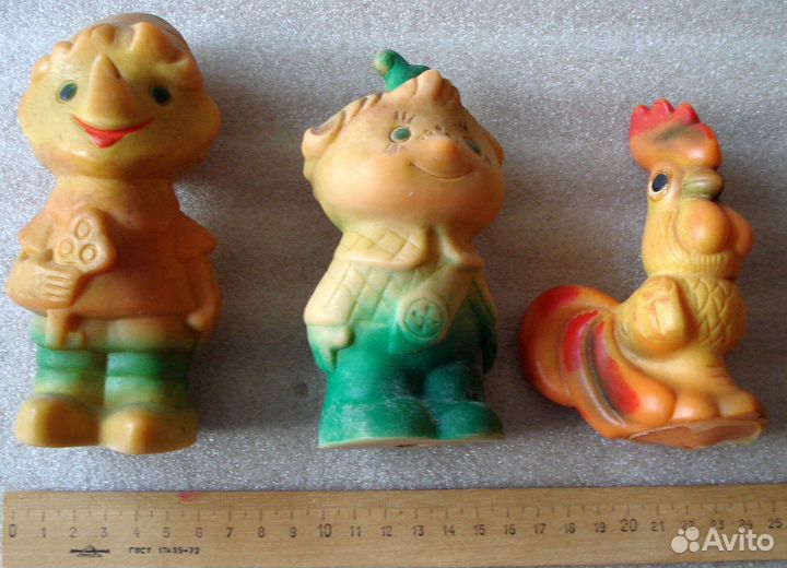 3 резиновых игрушки - фигурки СССР 60-70-е