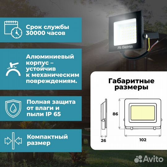 Прожектор светодиодный уличный 20 Вт IP65