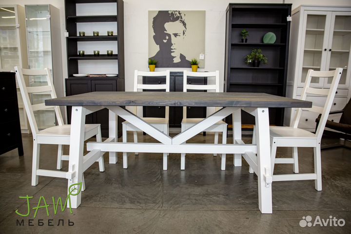 Стол Скогста-мини массив сосны / темный графит