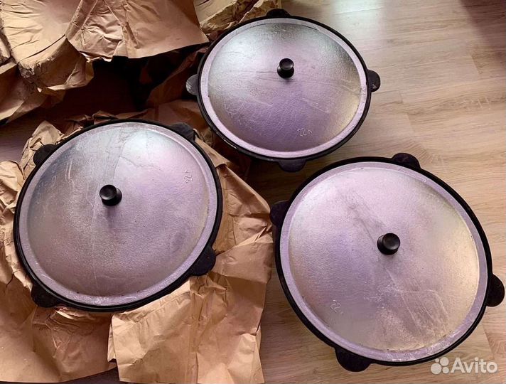 Казан чугунный узбекский алюминиевая крышка