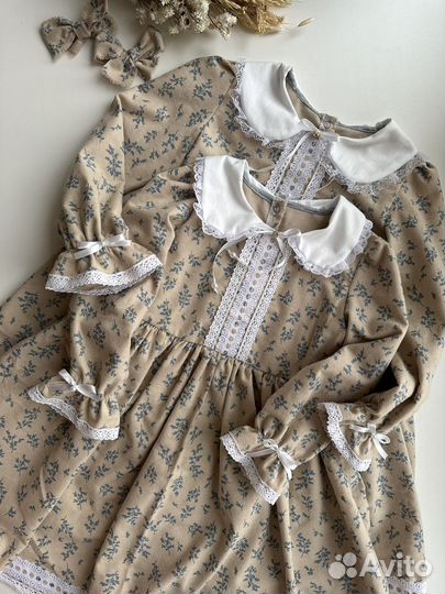 Детское нарядное платье из теплого хлопка