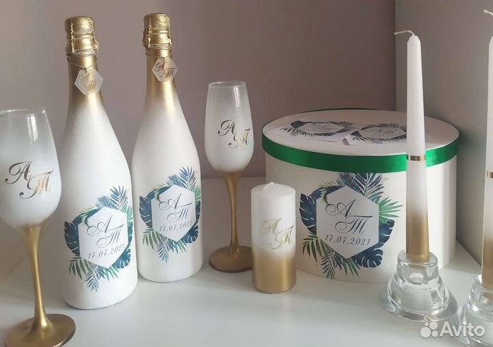 Свадебный набор,шампанское,свечи