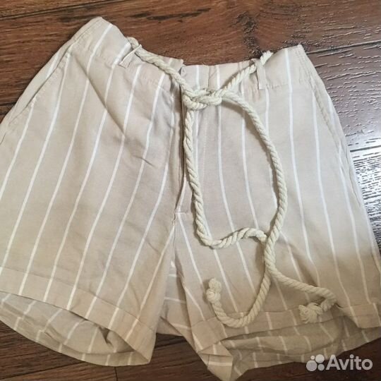 Шорты тканевые бежевые в полоску